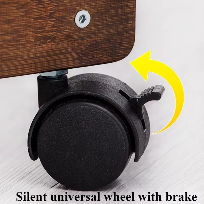 Móvel de Armazenamento Multifuncional para Casa, Prateleira de Armazenamento Móvel, Mesa de Café em Bambu, Mesa Lateral para Sala de Estar com Rodas
