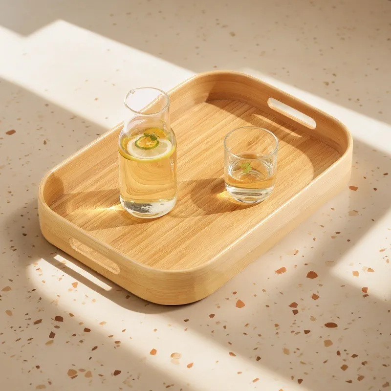 Bandeja Circular de Bambu Multiuso para Restaurante, Jantar em Casa e Serviço de Chá