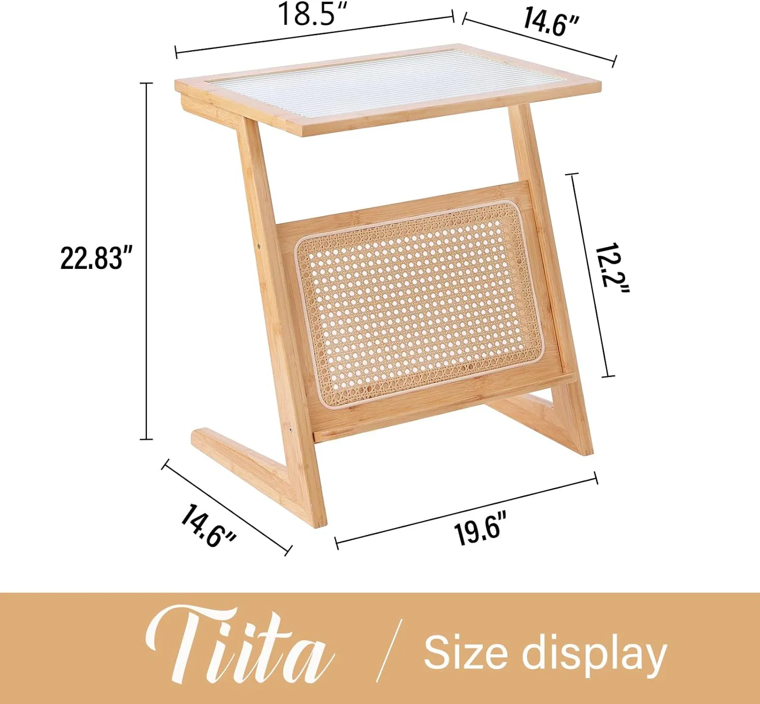Mesa lateral de sofá para sala de estar feita de bambu, mesa de cabeceira para quarto, mesa de café pequena tecida em rattan japonês