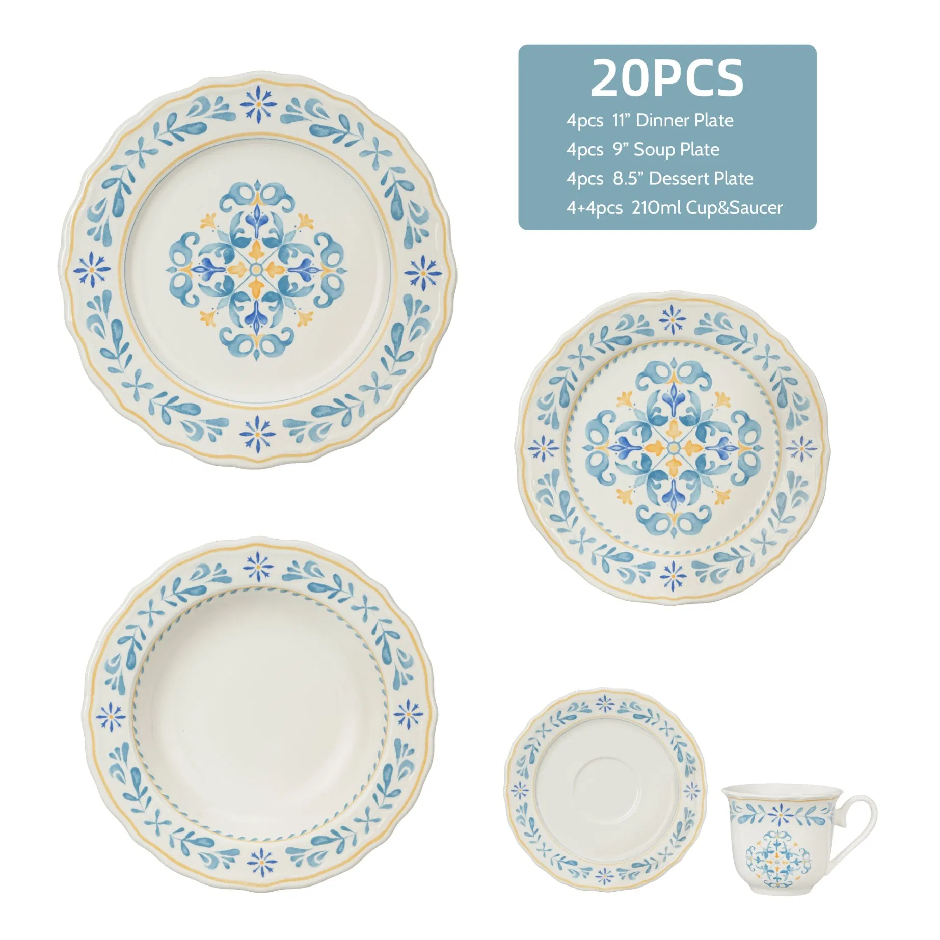20-Piece Conjunto de Pratos de Jantar Modernos OEM Inglaze em Cerâmica Conjunto de Louças Utensílios de Mesa