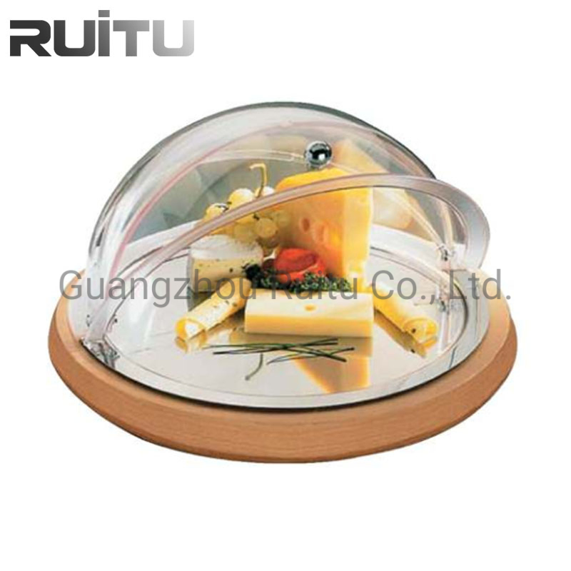 Buffet de Restaurante Catering Suporte de Madeira Redondo Jantar Luxuoso Fancy Porcelana Sobremesa Fast Food Pão Mantenedor Prato de Exibição Bandeja de Serviço com Tampa e Capa
