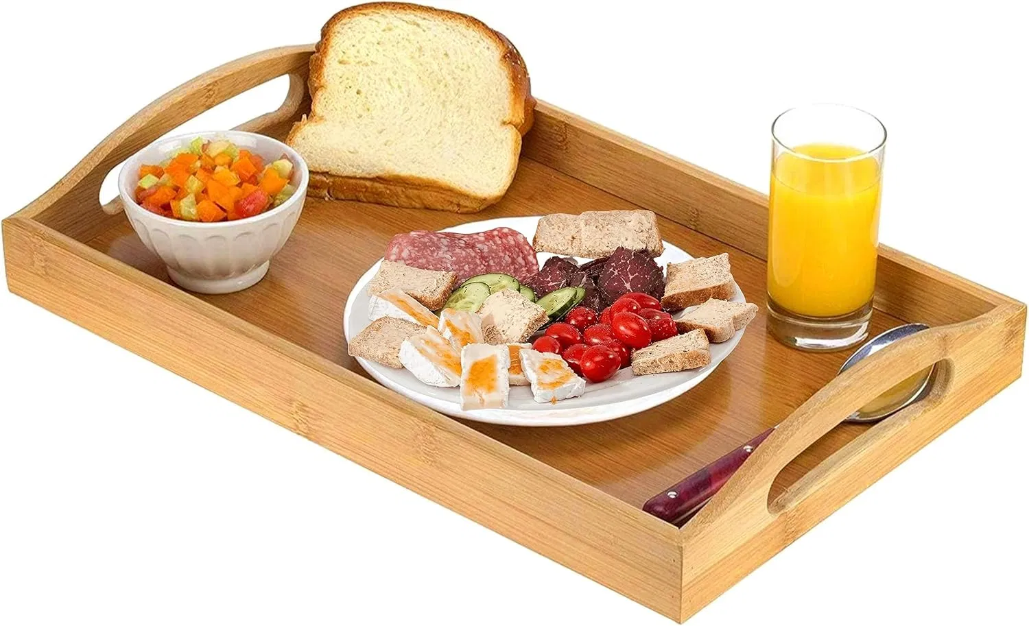 Bandeja de Madeira com Alças - Ótima para Jantar, Chá, Bar, Café da Manhã