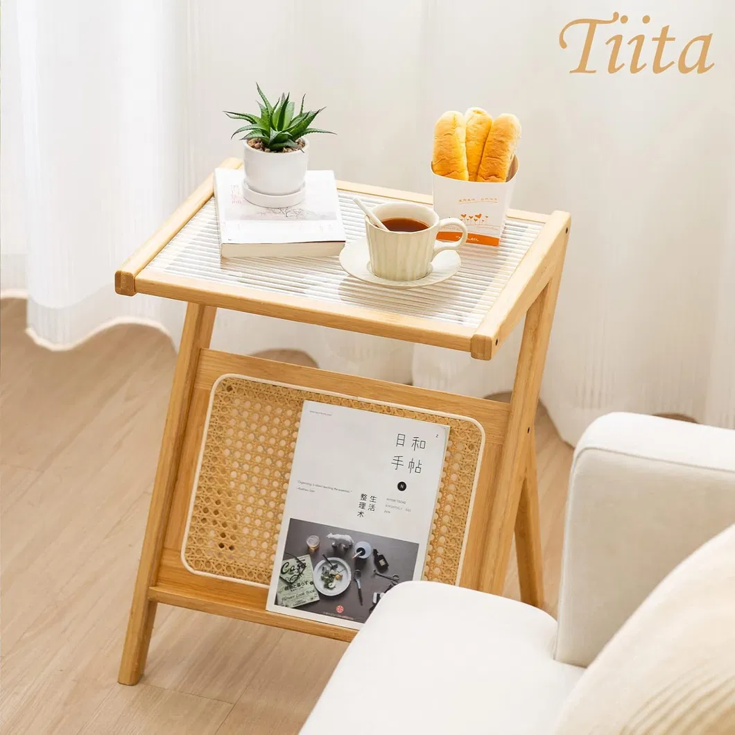 Mesa de cabeceira grande, mesa de armazenamento, mesa de café pequena, feitas de bambu para quarto e sala de estar