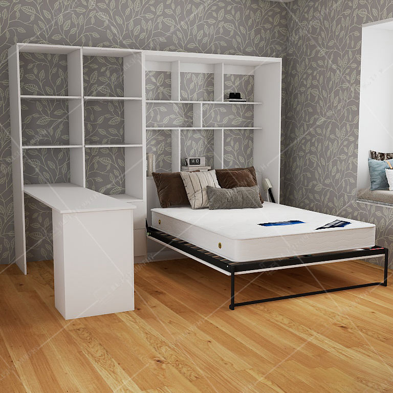 Camas Murphy de pernas sólidas, prontas para uso, com acessórios de estrutura de cama, design invisível
