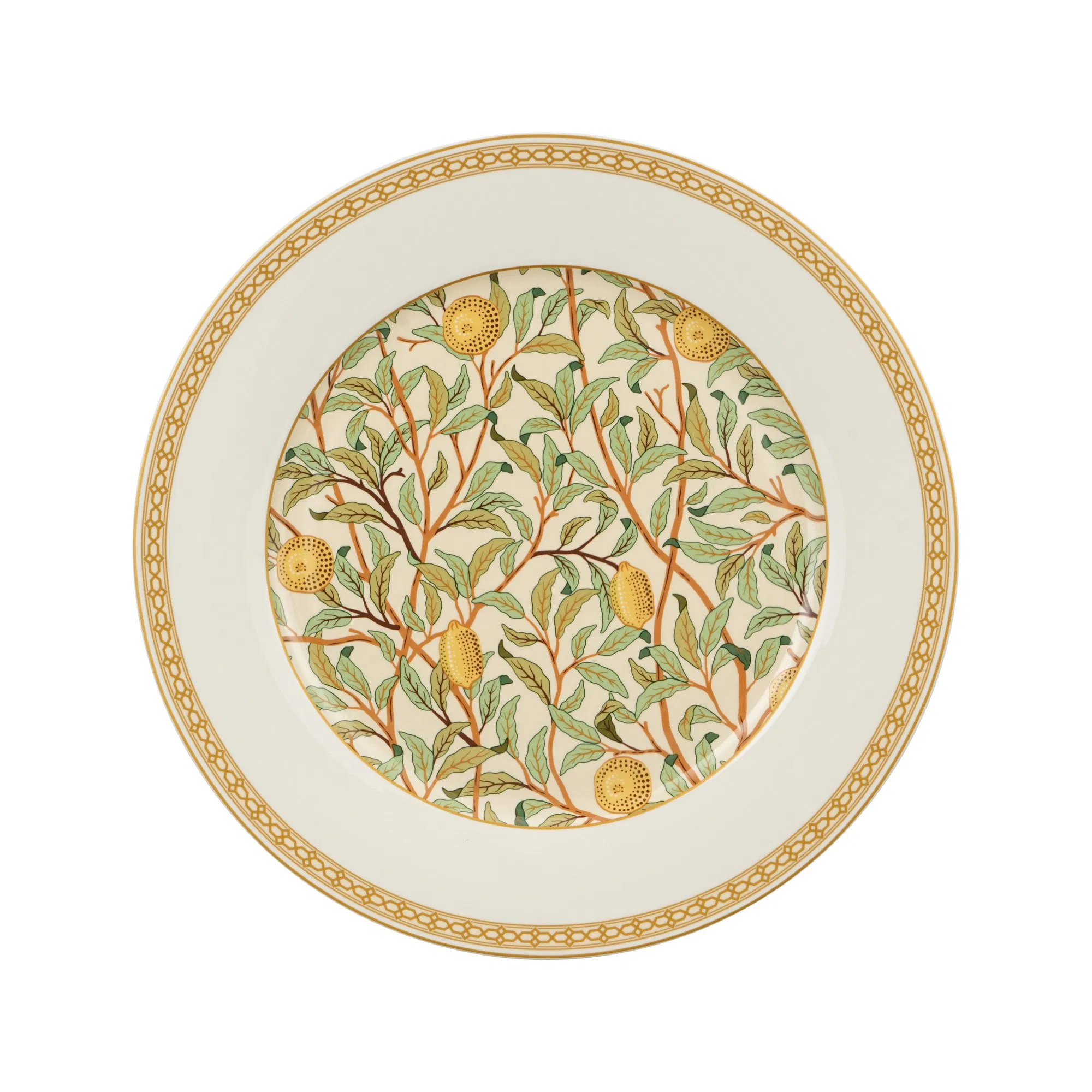 Conjunto de Louça de Cerâmica Mediterrânea com Limão 24PCS Estilo Italiano Pratos e Tigelas Botânicos de Porcelana Conjunto de Louça Amarelo Fruta Folha Verde para 6