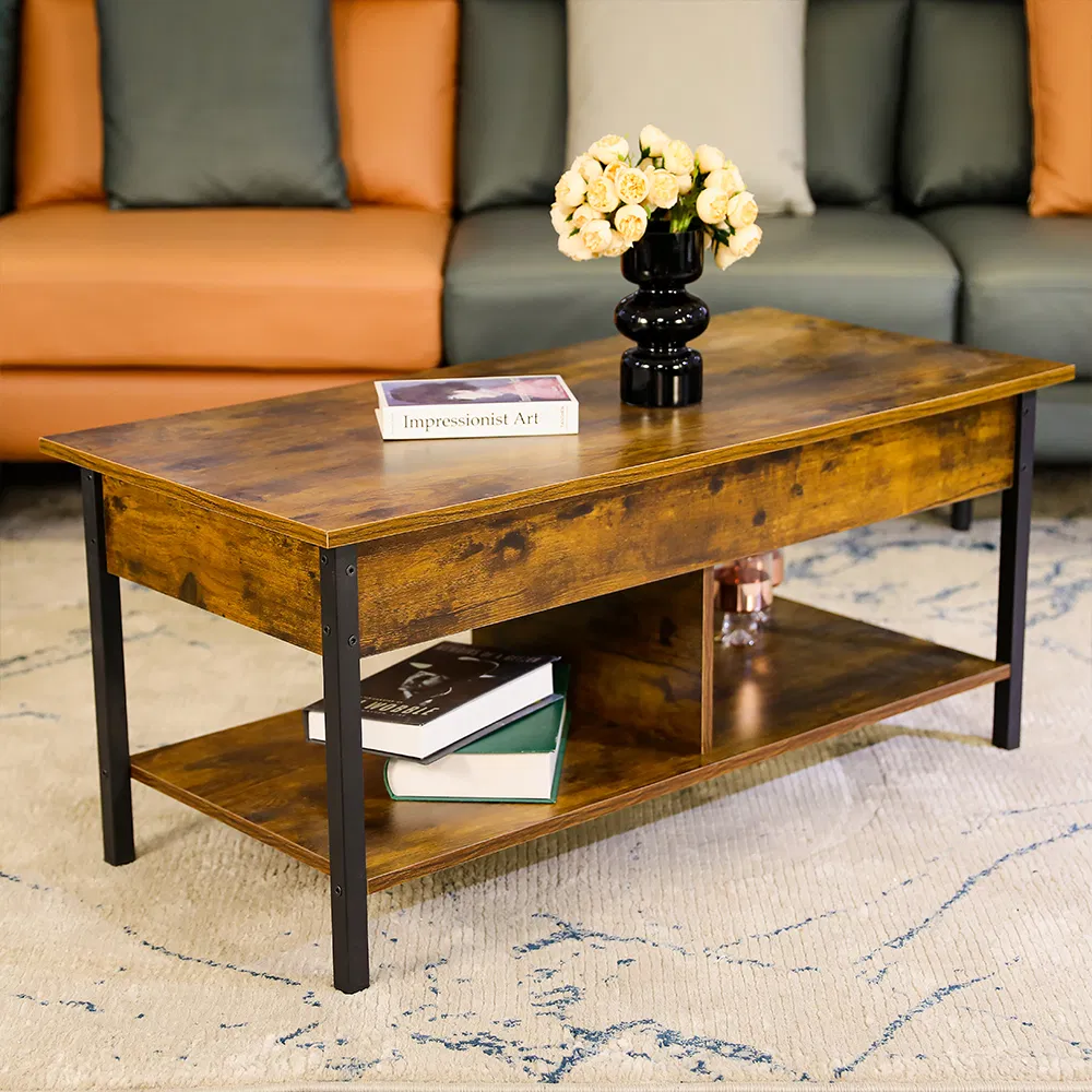 Mesa de Café Elevatória de Madeira de Design Moderno de Meio Século para Área de Estar