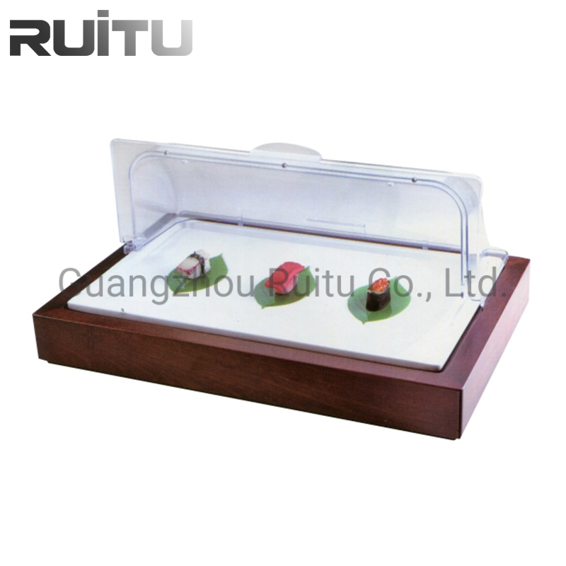 Buffet de Restaurante Catering Suporte de Madeira Redondo Jantar Luxuoso Fancy Porcelana Sobremesa Fast Food Pão Mantenedor Prato de Exibição Bandeja de Serviço com Tampa e Capa