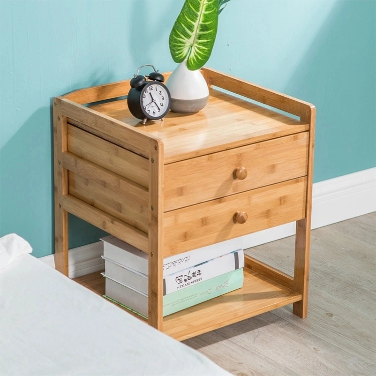 Mesa de Cabeceira de Bambu Armário de Armazenamento Mesa de Final de Sala de Estar Armário de Armazenamento Criado-Mudo de Bambu