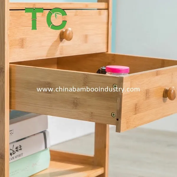 Mesa de Cabeceira de Bambu Armário de Armazenamento Mesa de Final de Sala de Estar Armário de Armazenamento Criado-Mudo de Bambu