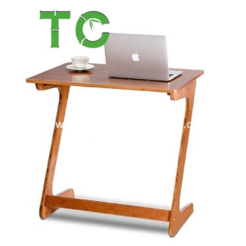 Mesa Lateral de Bambu em Forma de C, Mesa de Café para Lanches, Mesa de Apoio, Bandeja de Café, Mesa Lateral para Notebook e Tablet ao Lado da Cama ou Sofá