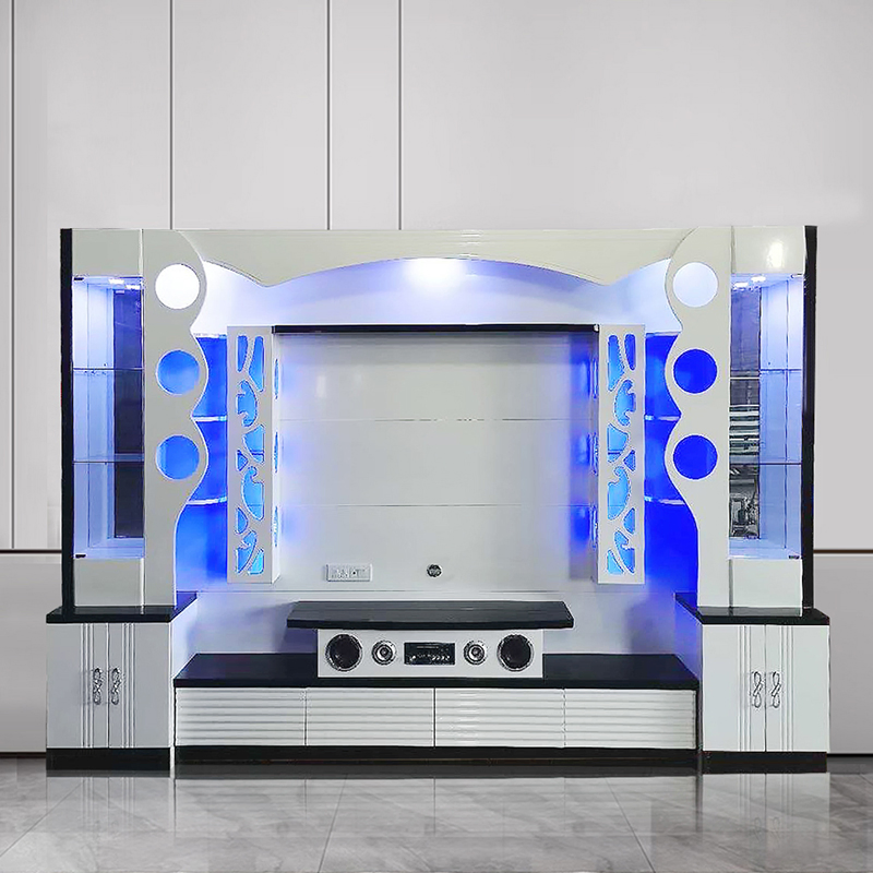 Armário de TV moderno de madeira montado na parede, móvel console para sala de estar, exibição em vidro, suporte para TV de madeira sólida