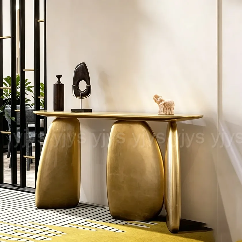 Mesa de Consola em Folha de Ouro de Designer Italiano