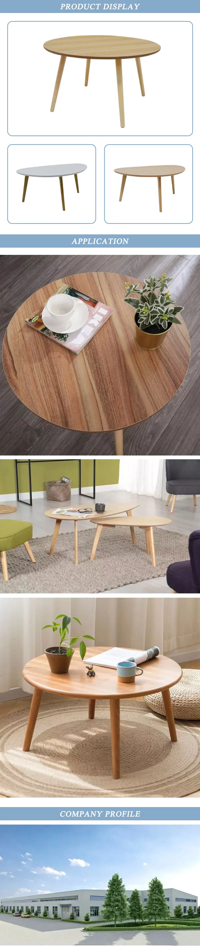 Mesa Redonda de Madeira de Boa Qualidade Personalizada, Mesa de Café Moderna para Móveis de Sala de Estar