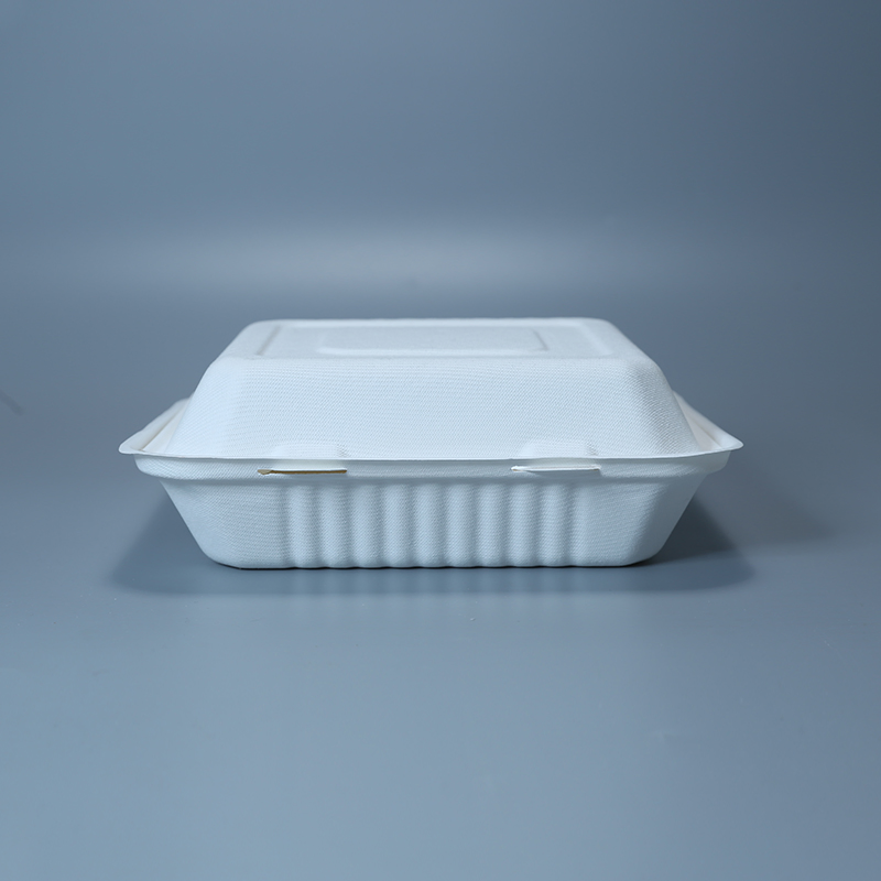 Recipiente de Alimentos de Pulpas de Cana-de-Açúcar Compartmentalizado Biodegradável Descartável Compostável 3 Utensílios de Mesa