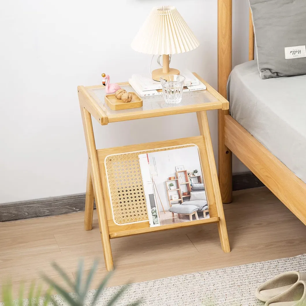 Mesa de cabeceira grande, mesa de armazenamento, mesa de café pequena, feitas de bambu para quarto e sala de estar