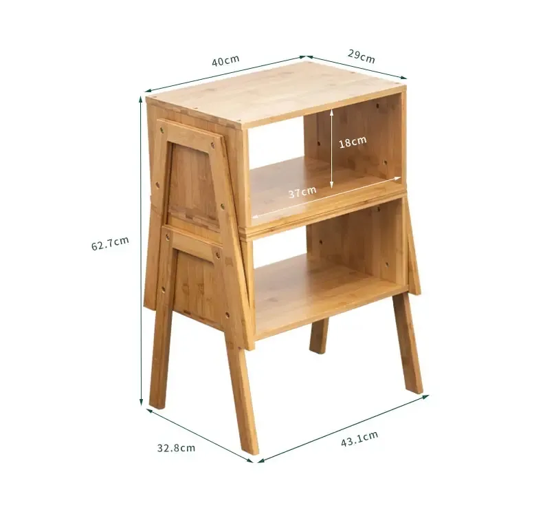 Mesa de cabeceira de bambu ecológica à venda por atacado, mesa de café empilhável, móveis para sala de estar e quarto