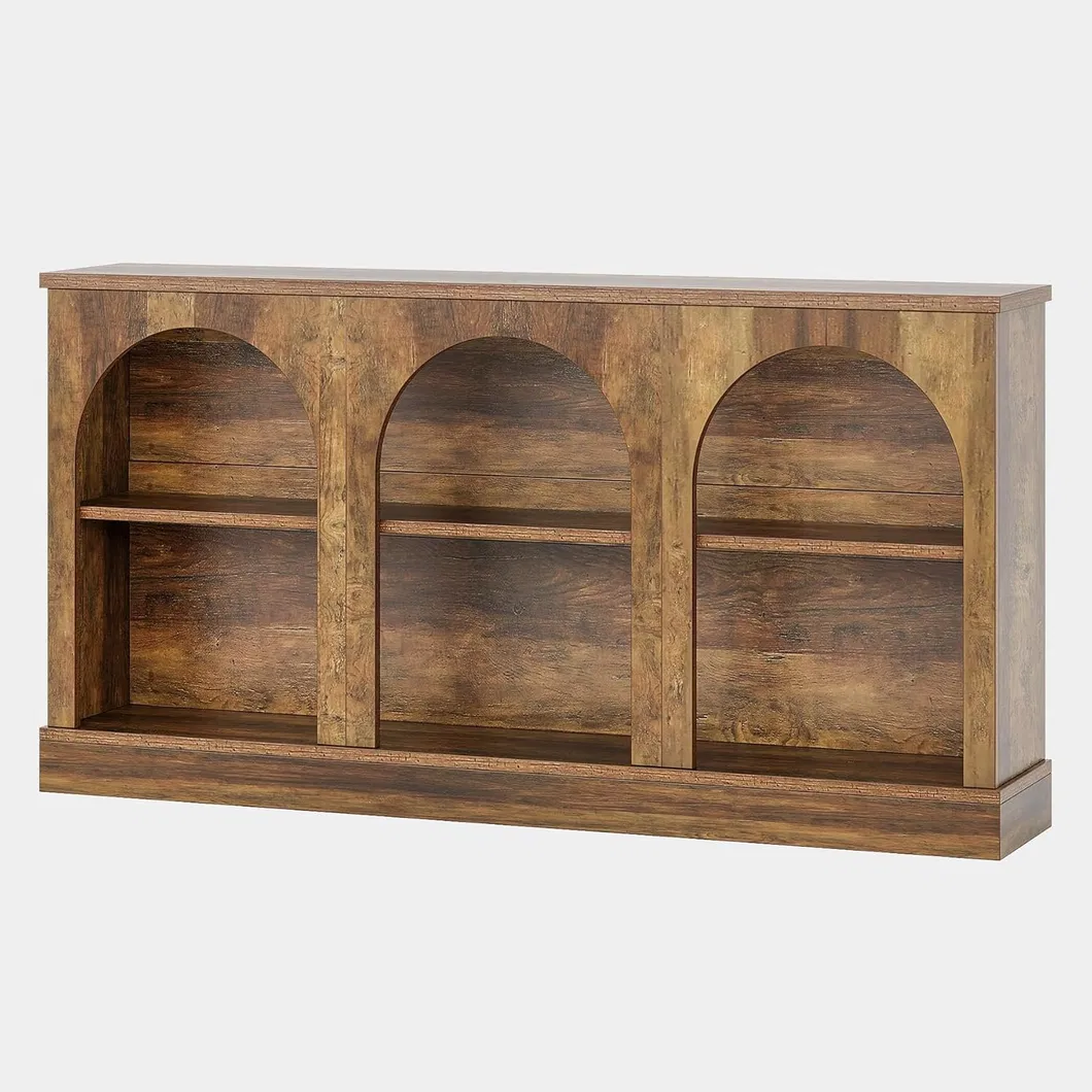 Mesa Console de Estilo Campestre, 63-Inch Mesa de Entrada Longa com 3-Tier Armazenamento