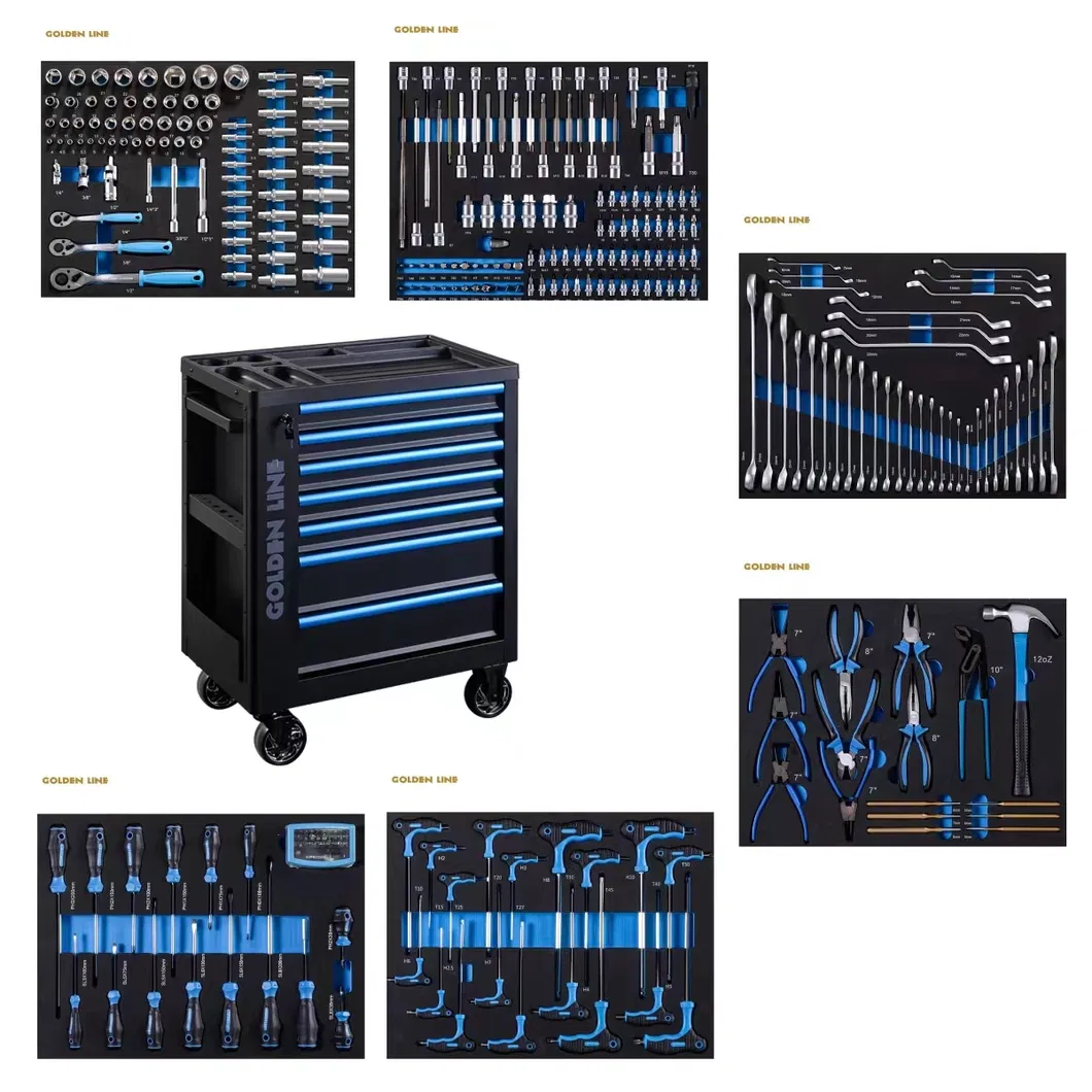 Gabinete de Ferramentas Clássico em Metal com Rodas 7 para Armazenamento