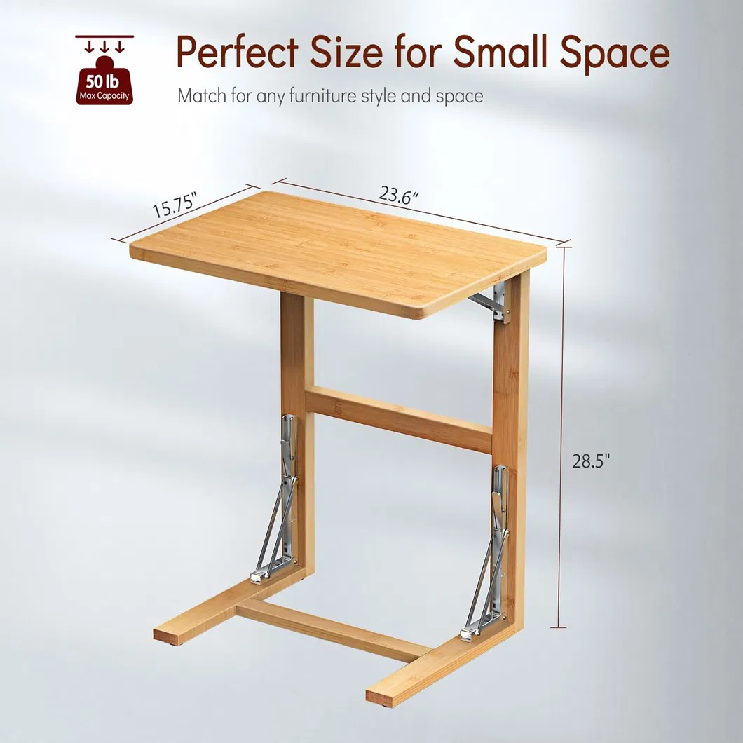 Mesa de Computador Portátil de Bambu para Sofá Lateral Mesa de Chá