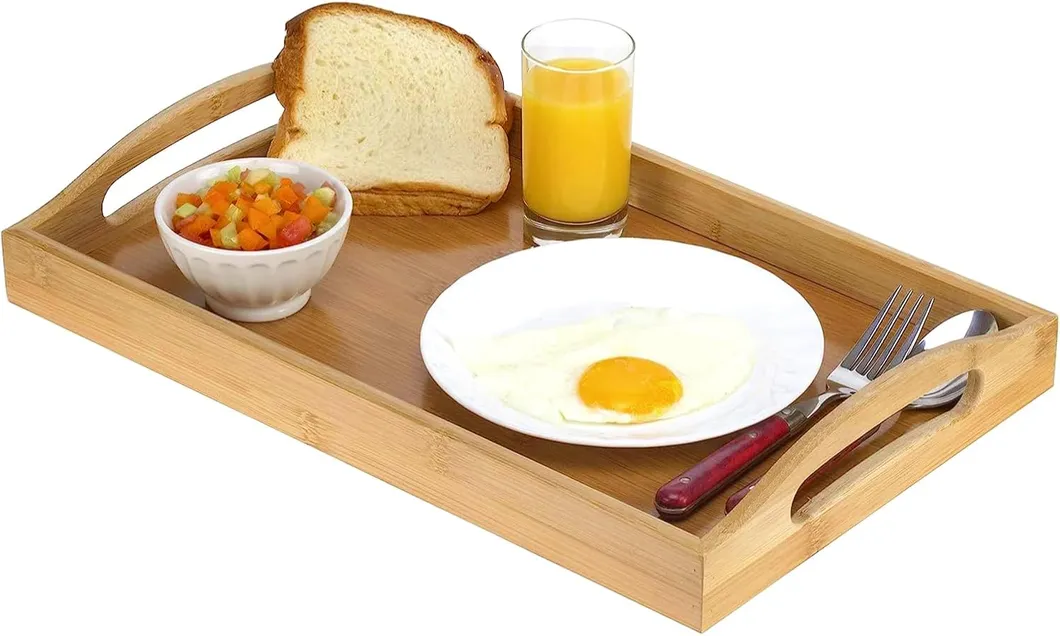 Bandeja de Madeira com Alças - Ótima para Jantar, Chá, Bar, Café da Manhã