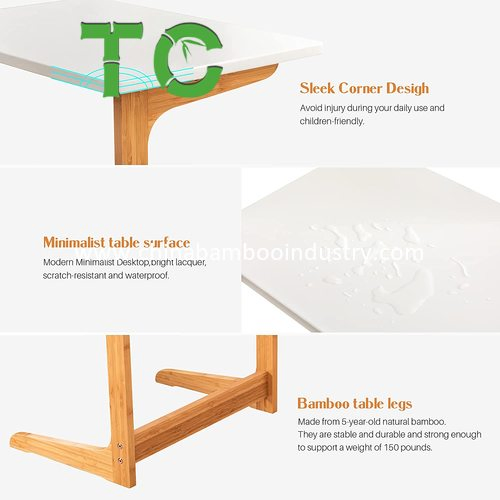 Mesa de bandeja de bambu por atacado, mesa de sofá, mesa lateral de sofá, mesa de laptop, mesa de lanche, mesa lateral de cama moderna para móveis de escritório em casa, formato L
