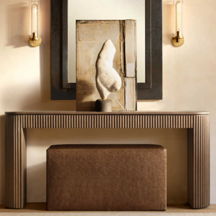 Mesa de Entrada Móveis Wabi Sabi Mesas Consoles Flutuadas de Madeira Estreitas para Sala de Estar Mesa de Jantar