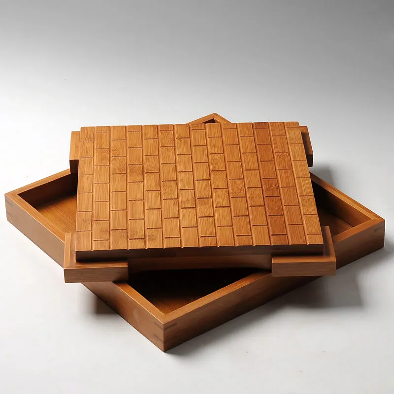 Placa de Chá Kung Fu de Madeira Natural para Mesa de Casa por Atacado da China, Bandeja de Servir Chá de Bambu