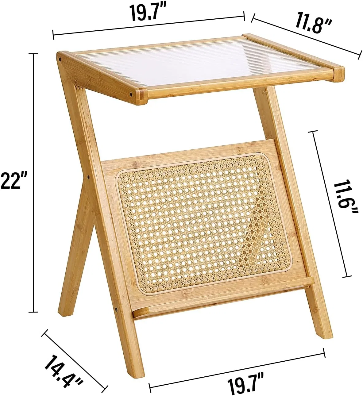 Mesa de cabeceira grande, mesa de armazenamento, mesa de café pequena, feitas de bambu para quarto e sala de estar