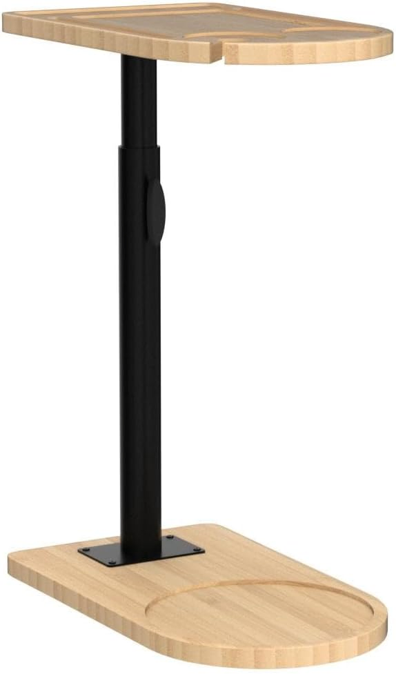 Sofá Ajustável de Bambu para Sala de Estar e Quarto, Prateleira de Armazenamento, Mesa Lateral de Sofá