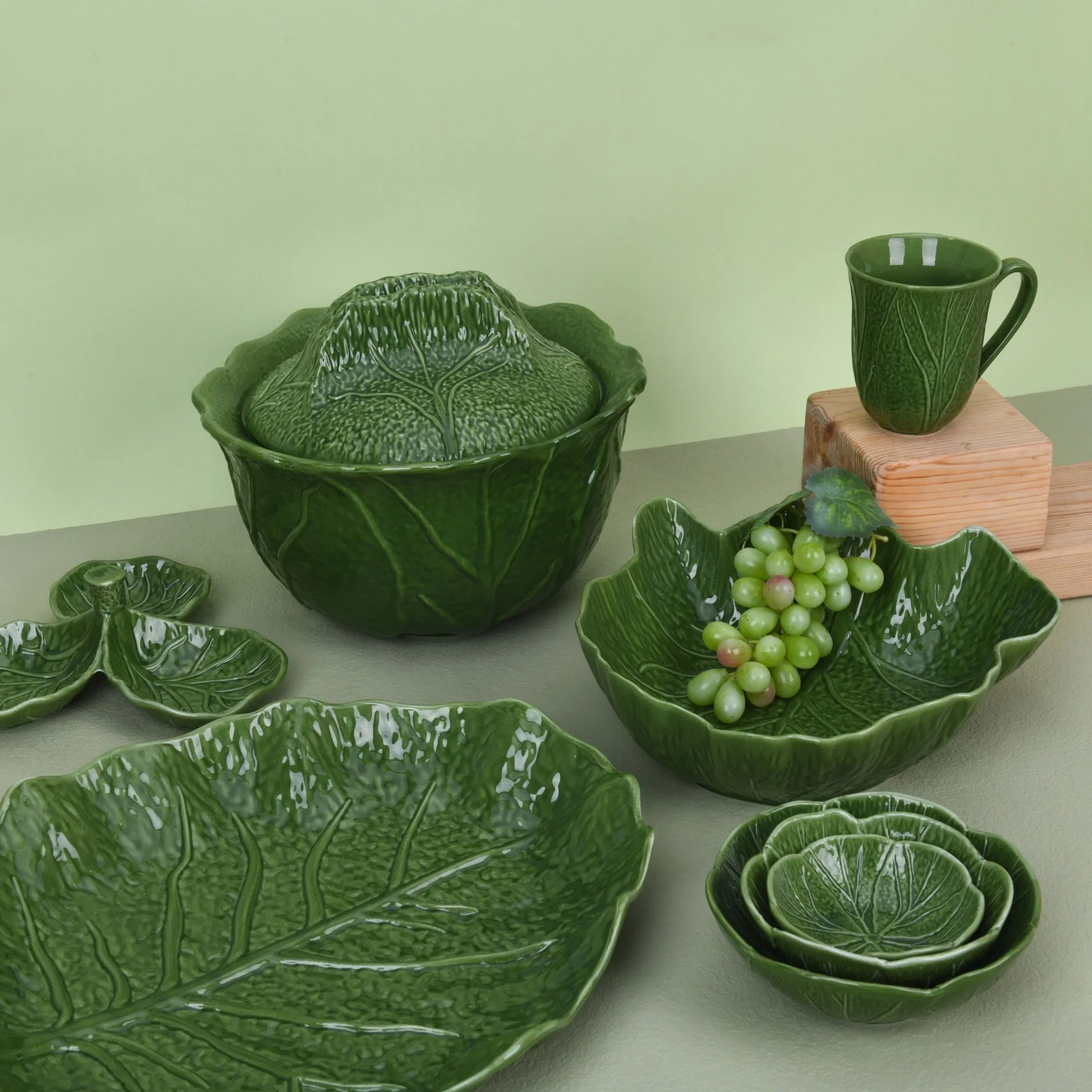 Novos Produtos Conjunto de Pratos de Cerâmica de Repolho Louça de Porcelana Utensílios de Mesa de Cerâmica