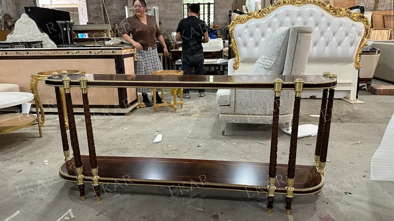 Mesa Console Clássica de Madeira Sólida para Entrada e Armazenamento na Sala de Estar