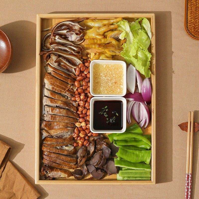 Prato de Churrasco Específico de Restaurante, Bandeja de Bambu, Bandeja Retangular de Chá de Bambu