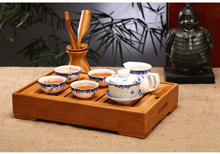 Placa de Chá Kung Fu de Madeira Natural para Mesa de Casa por Atacado da China, Bandeja de Servir Chá de Bambu