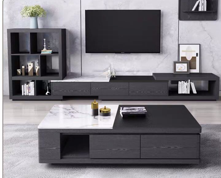 Mesa de café moderna de madeira para sala de estar, combinação simples, suporte para TV