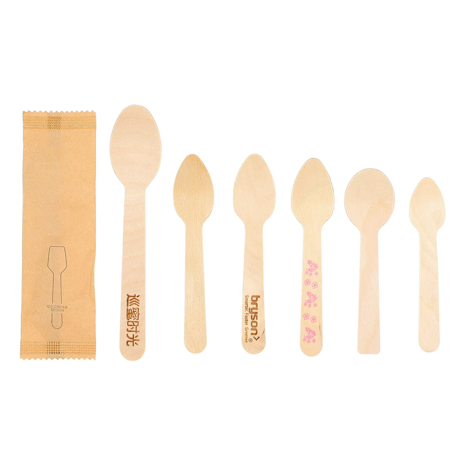 Conjunto de Talheres Descartáveis de Madeira Estiloso, Utensílio Biodegradável com Impressão Personalizada, Louça com Embalagem Individual e Tempo de Entrega Rápido