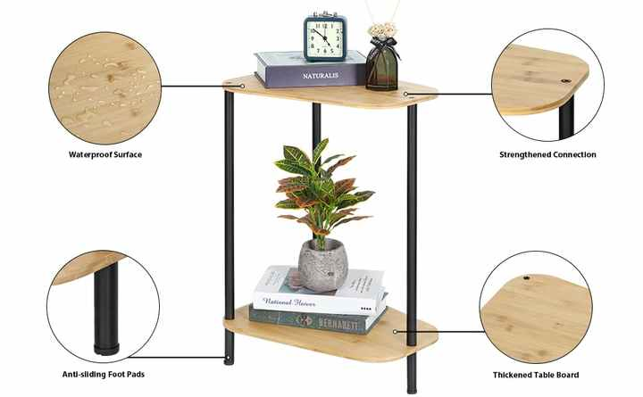 Mesa de Cabeceira Irregular de Bambu para Quarto e Sala de Estar 2-Story