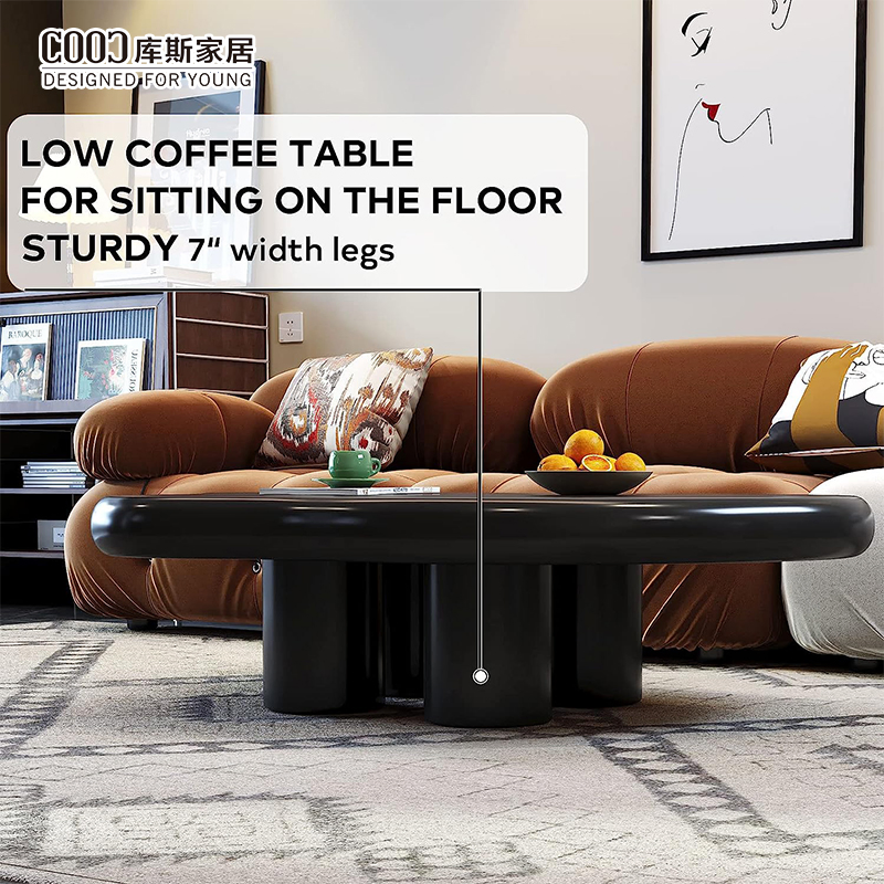 Mesa de Café Moderna em Madeira Preta para o Centro da Casa, Mesa de Chá para a Sala de Estar
