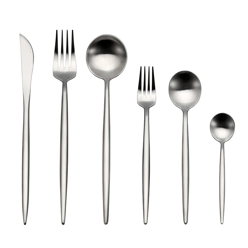 Melhor Vendedor Faca de Carne Dourada Garfo Colher Cabo Redondo Utensílios de Aço Inoxidável