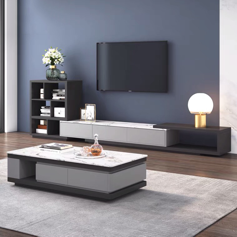 Mesa de café moderna de madeira para sala de estar, combinação simples, suporte para TV