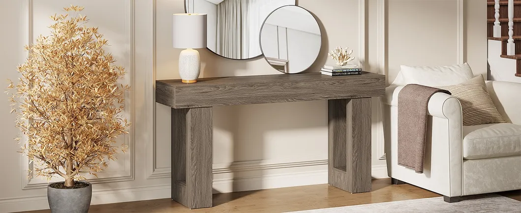 Mesa Console Longa (Cinza) 13
