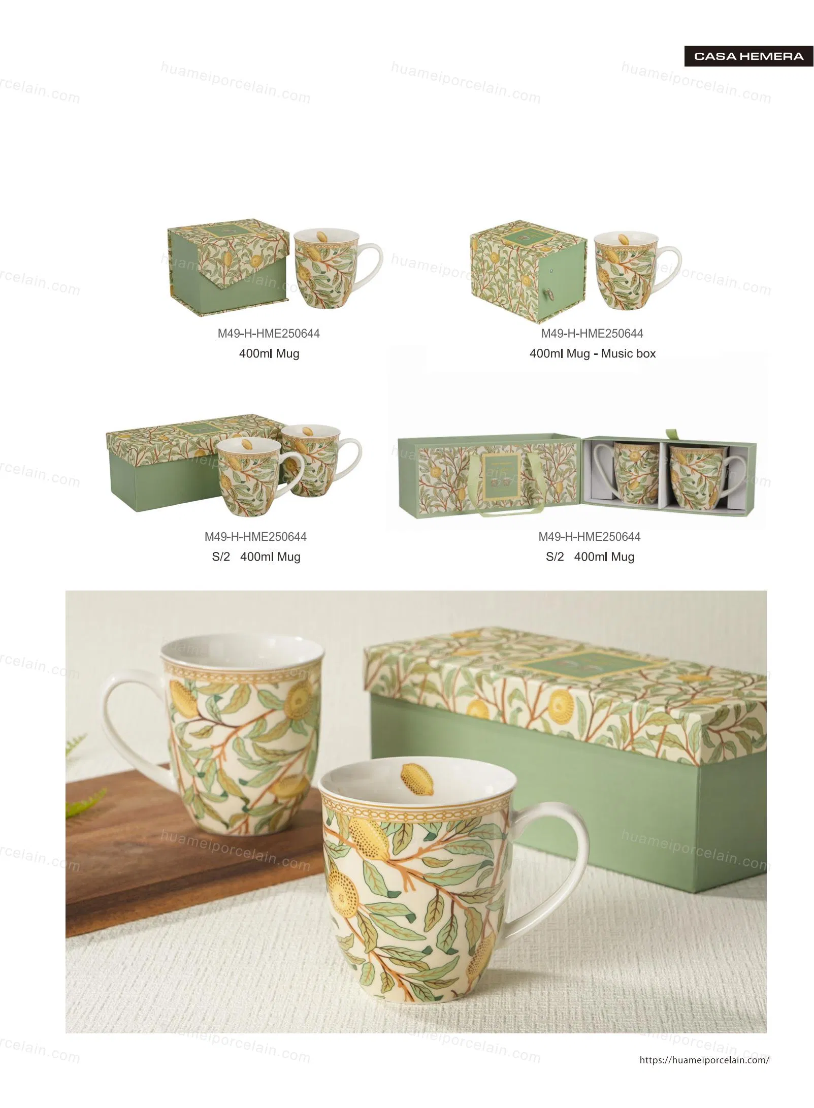 Conjunto de Louça de Cerâmica Mediterrânea com Limão 24PCS Estilo Italiano Pratos e Tigelas Botânicos de Porcelana Conjunto de Louça Amarelo Fruta Folha Verde para 6