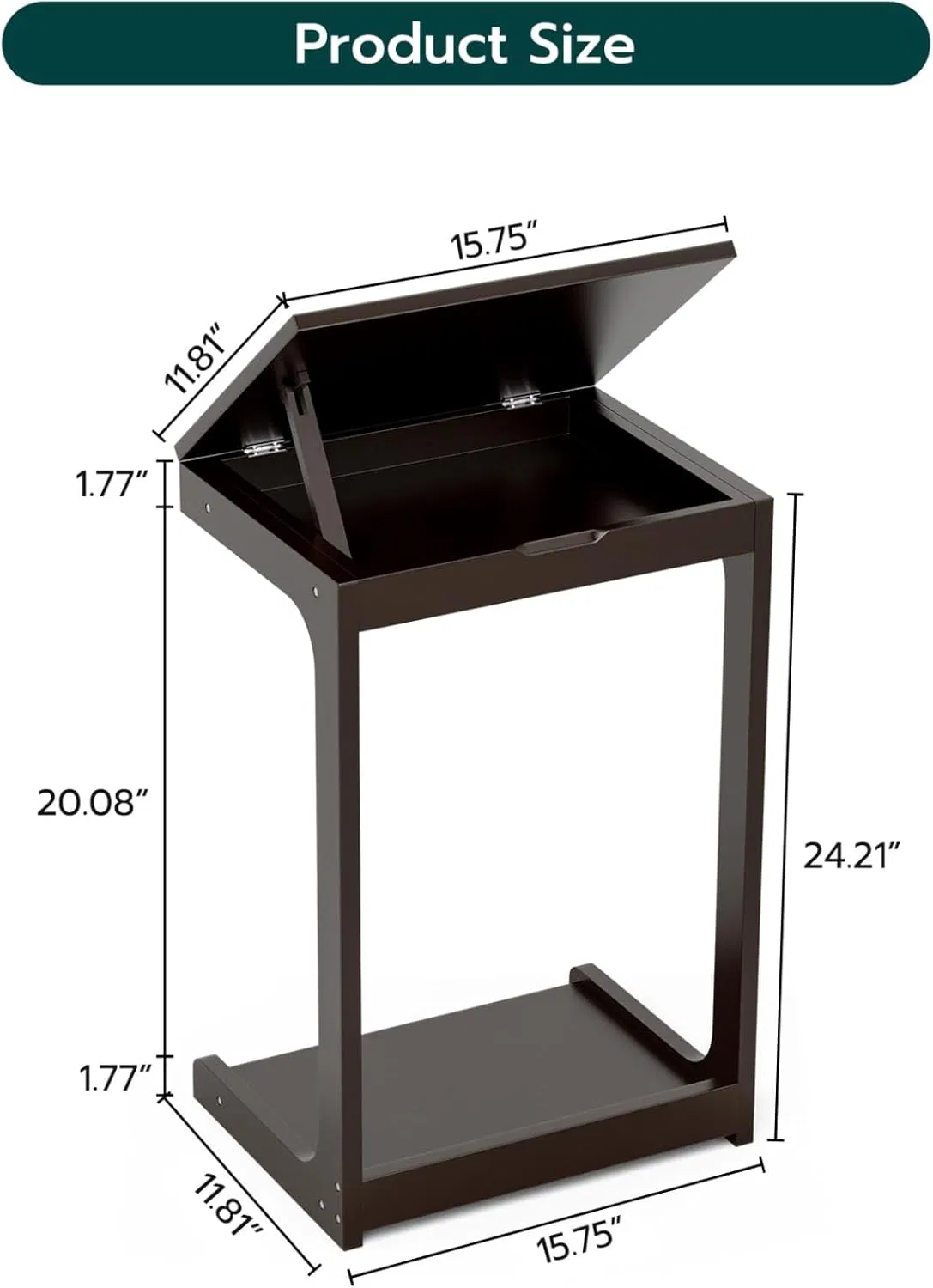 Mesa de cabeceira pequena em forma de C, marrom, de bambu para quarto