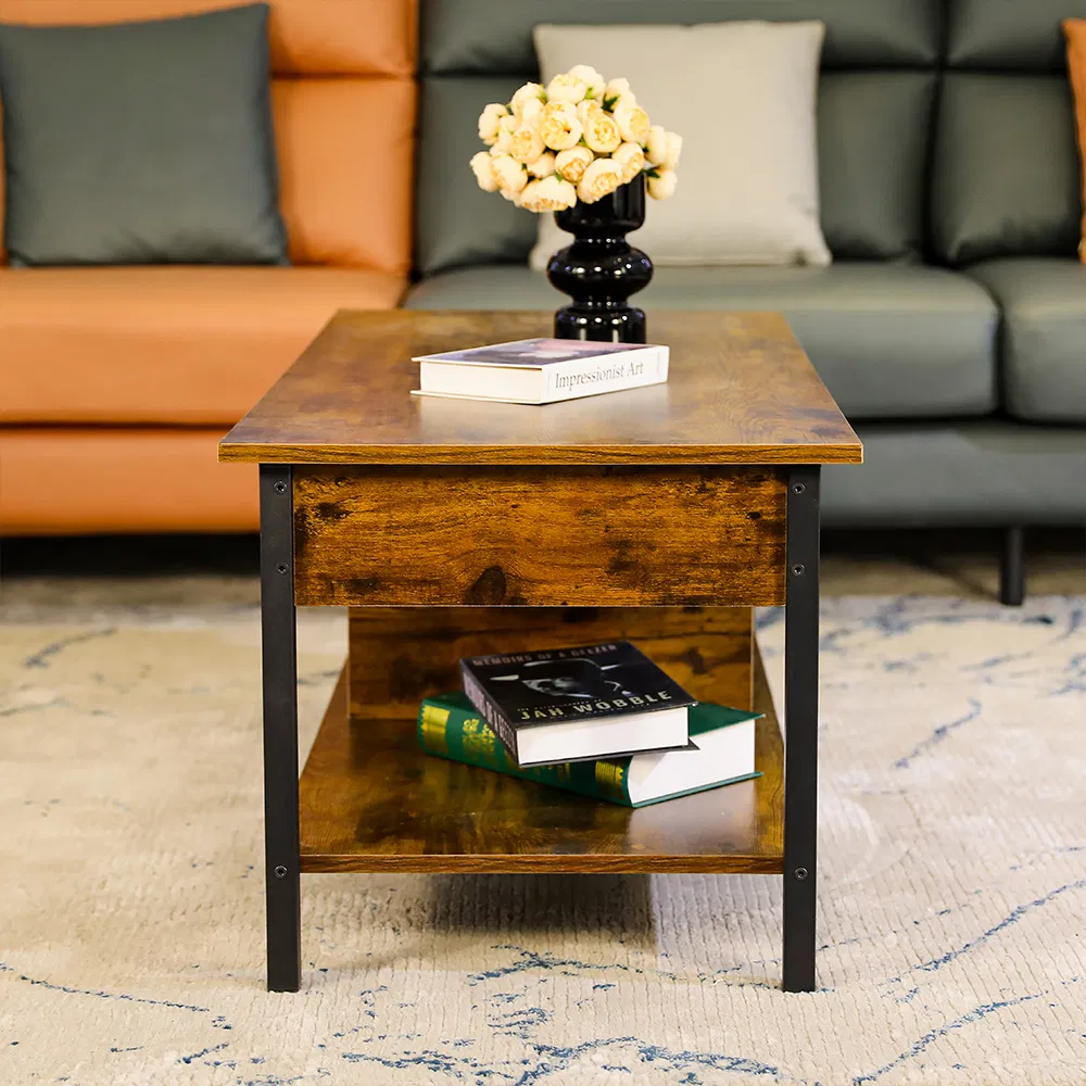Mesa de Café Elevatória de Madeira de Design Moderno de Meio Século para Área de Estar