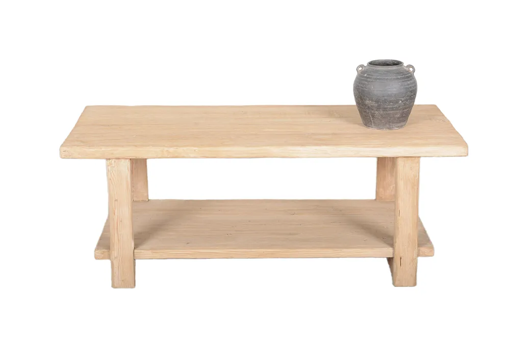 Mesa de Café Lounge de Madeira de Pinheiro Sólido Vintage Rústica para Casa