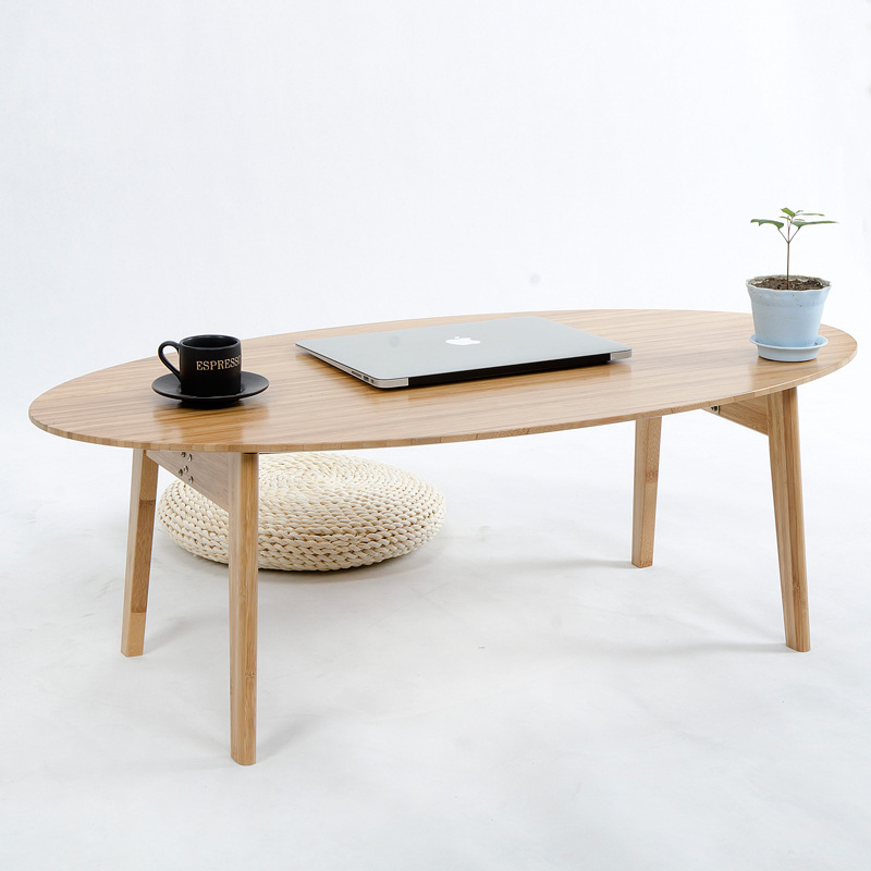 Mesa de Café de Madeira de Bambu para Sala de Estar, Mesa Lateral Pequena