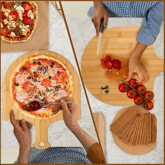 Bandeja de Jantar em Forma de Pizza de Madeira