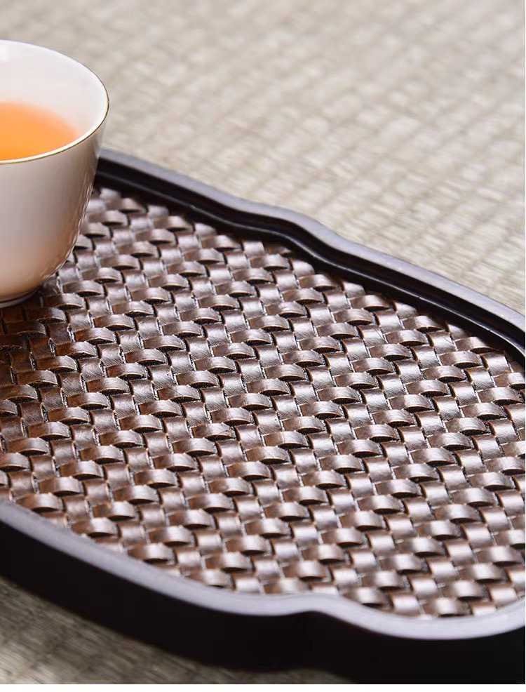 Conjunto de Chá de Bambu Woven Retro Elegante com Bandeja de Infusão