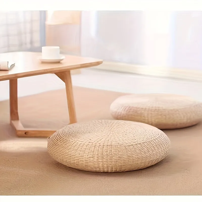 Almofada de Tatami Tecida à Mão Promocional Puff de Palha Espessada Acessório de Decoração para o Lar