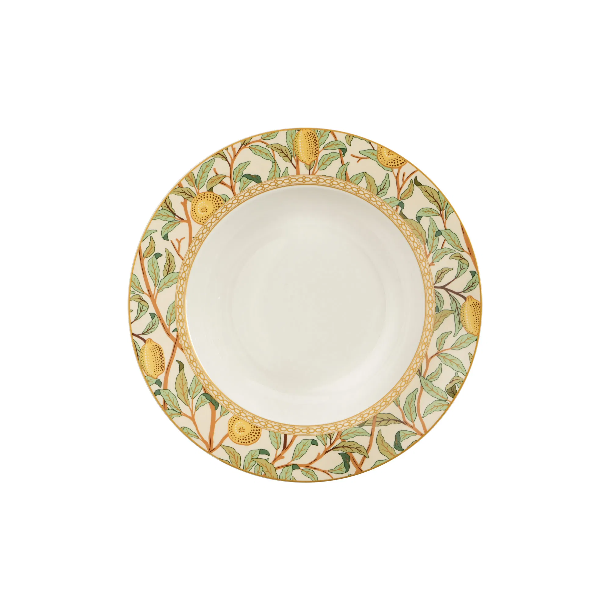 Conjunto de Louça de Cerâmica Mediterrânea com Limão 24PCS Estilo Italiano Pratos e Tigelas Botânicos de Porcelana Conjunto de Louça Amarelo Fruta Folha Verde para 6