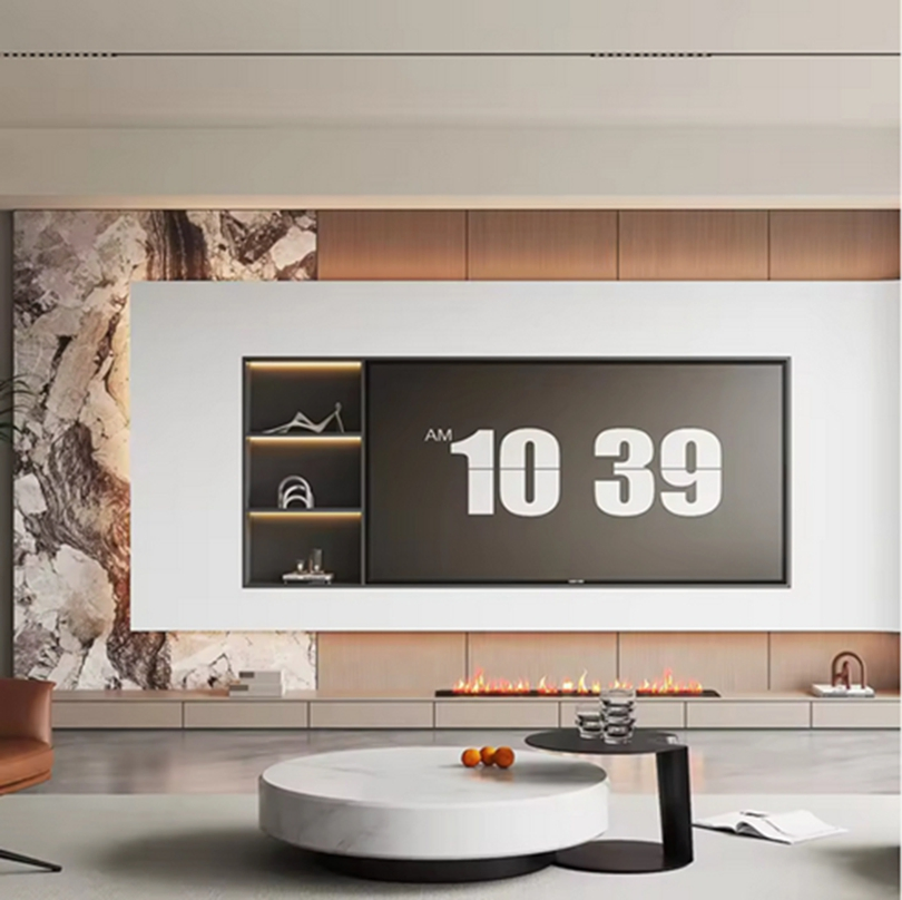 Aparador de TV em Madeira Sólida Branco Antigo Francês, Combinação Vintage Americana para Exibição e Armazenamento na Sala de Estar